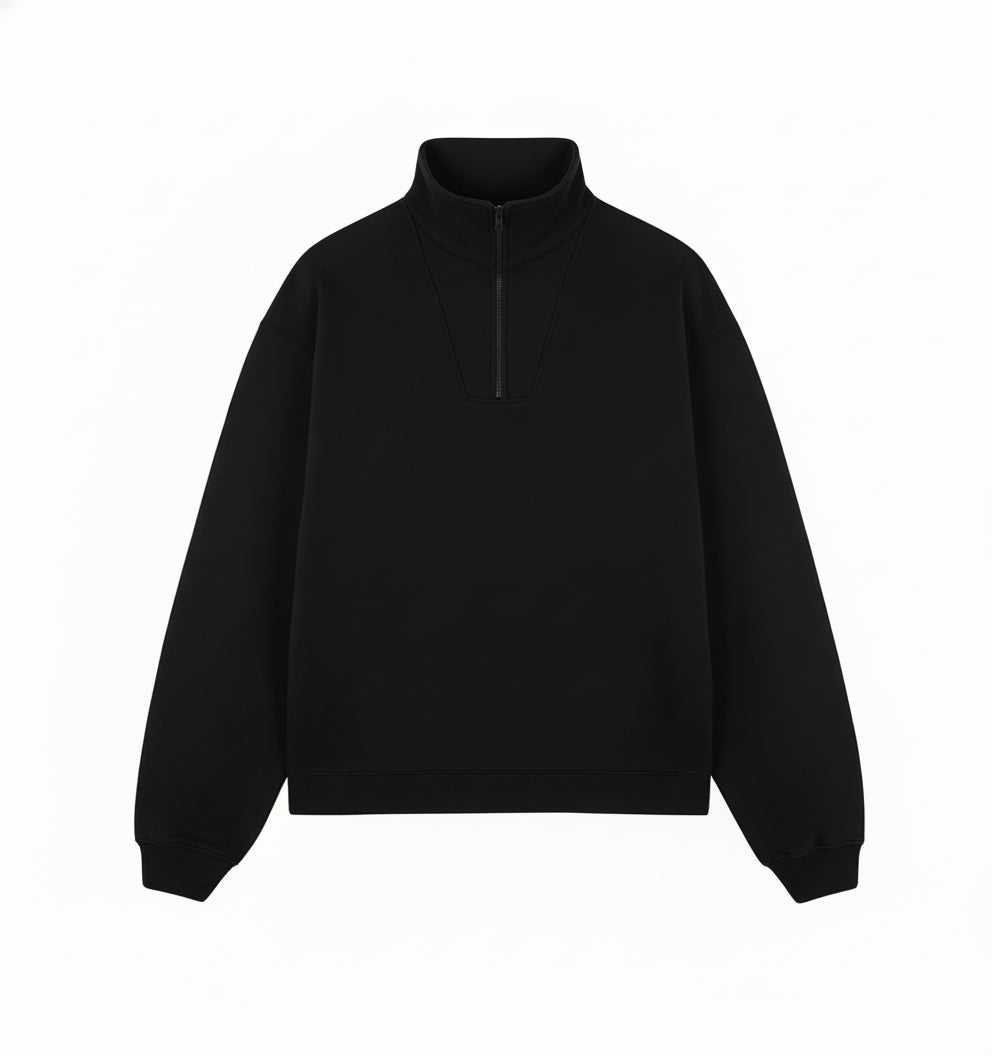 Kyome Studio Black Quarter Zip Sweat – Structured Minimal Fit